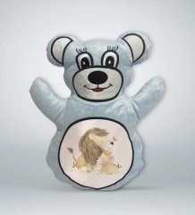 BK Gift Sevimli Aslan Tasarımlı Mavi Ayıcık Yastık-4