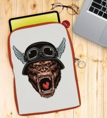 BK Gift Goril Tasarımlı Taşınabilir Koruyucu Tablet Kılıfı & Organizer Çanta - Turuncu-1