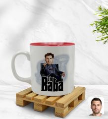 Kişiye Özel Baba Godfather Karikatürlü İçi Kırmızı Renkli Kupa Bardak Model 8
