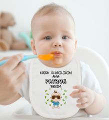 BK Kids Patron Benim Tasarımlı Beyaz Bebek Mama Önlüğü-1