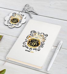 Kişiye Özel Yılbaşı Mutlu Yıllar Beyaz Defter Kalem ve Anahtarlık Hediye Seti-9