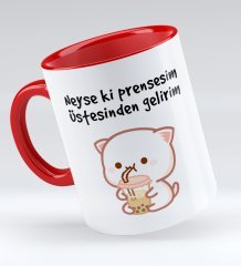 Bk Gift Neyse Ki Prensesim Tasarımlı Kırmızı Kupa Bardak - Model 1
