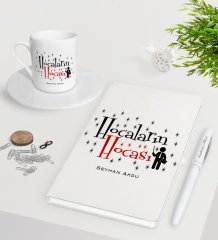 Kişiye Özel Hocaların Hocası Beyaz Defter Kalem Türk Kahvesi Fincanı Seti-1