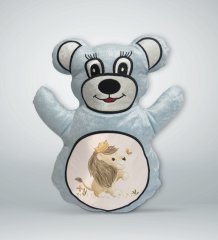 BK Gift Sevimli Aslan Tasarımlı Mavi Ayıcık Yastık-3