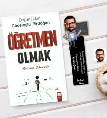 Kişiye Özel Erkek Kimya Öğretmeni Karikatürlü Ahşap Kitap Ayracı Ve Öğretmen Olmak Kitabı Hediye Seti
