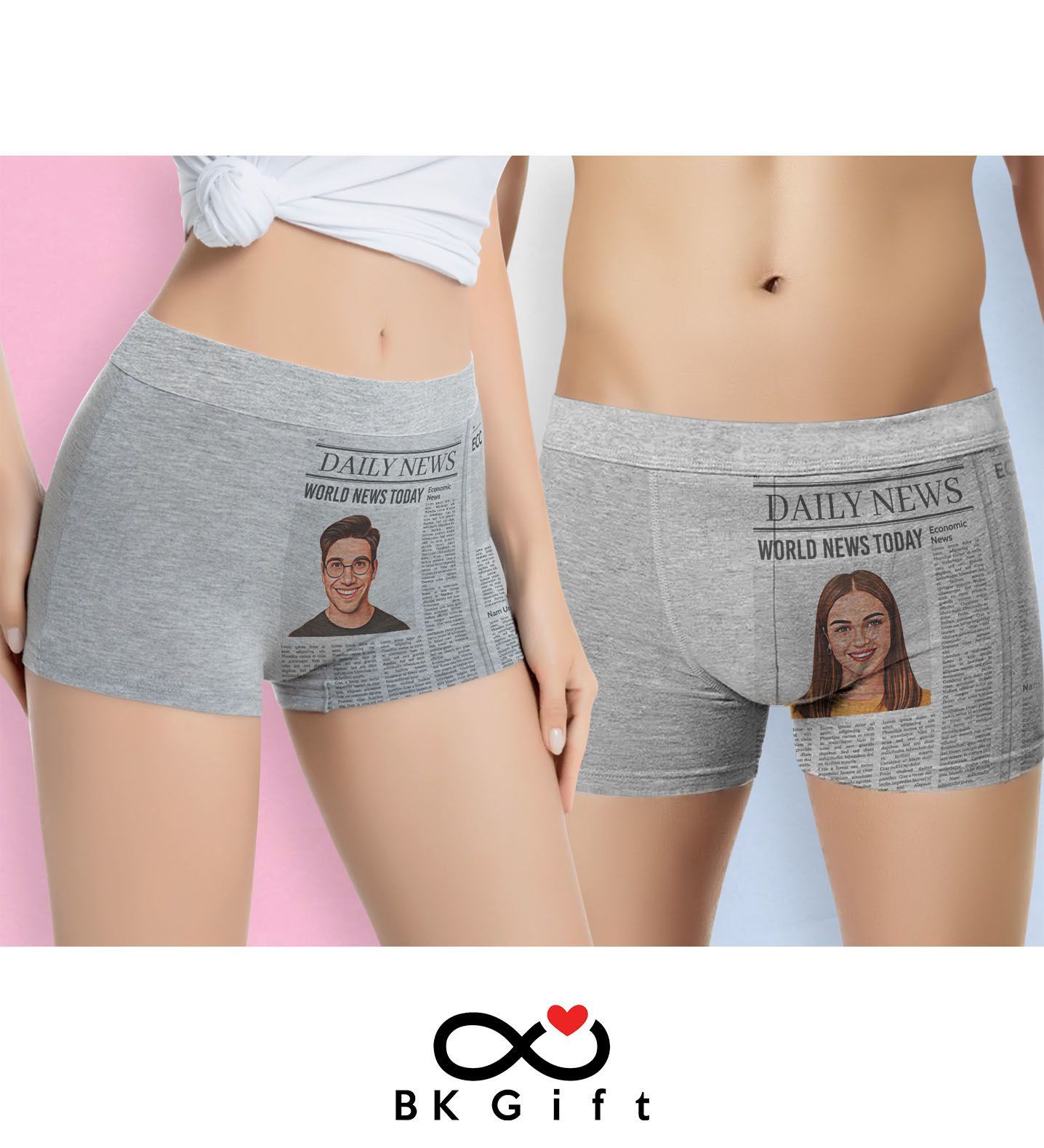 BK Gift Çiftlere Özel Karikatürlü 2’li Boxer Seti, Sevgililer Günü Hediyesi, Yıl Dönümü Hediyesi, Doğum Günü Hediyesi-3