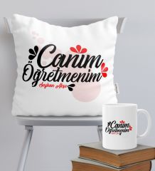 Kişiye Özel Canım Öğretmenim Temalı Yastık Kupa Seti - 3