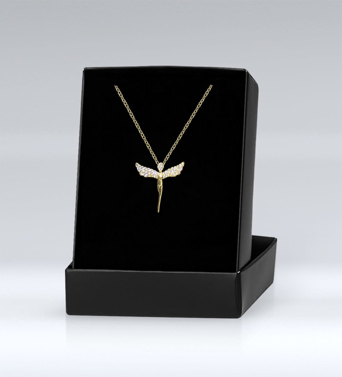 Zirkon Taşlı Gold Melek Kolye