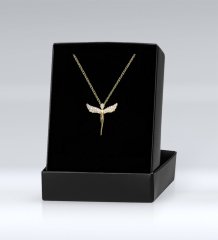 Zirkon Taşlı Gold Melek Kolye