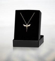 Zirkon Taşlı Gold Melek Kolye