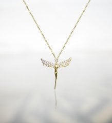 Zirkon Taşlı Gold Melek Kolye