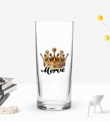 BK Gift Kişiye Özel İsimli DTF Kraliçe Tasarımlı Rakı Bardağı, Arkadaşa Hediye, Sevgiliye Hediye