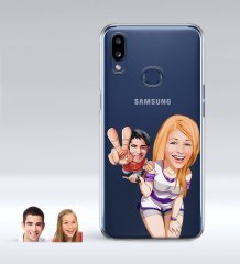 Kişiye Özel Sevgililer Karikatürlü Samsung Galaxy A10s İnce Şeffaf Silikon Telefon Kapağı-30
