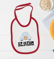 BK Kids Ep İstiim Zıpırlık Tasarımlı Kırmızı Bebek Body Zıbın ve Mama Önlüğü Hediye Seti-1
