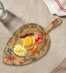 BK Gift Modern Art Tasarımlı Yaprak Şeklinde Doğal Ahşap Servis ve Sunum Tabağı Model 21
