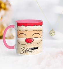 Kişiye Özel Noel Baba Pembe Kupa ve Kar Tanesi Kolye-6