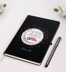 Kişiye Özel 2023 Sana Mutluluk Getirsin Temalı Siyah Defter Kalem Seti