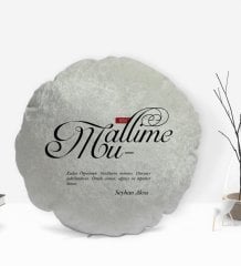 Kişiye Özel İsimli Mânâ Muallime Tasarımlı Yuvarlak Dekoratif Kırlent Yastık-1