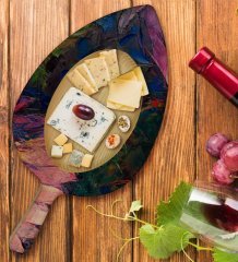 BK Gift Modern Art Tasarımlı Yaprak Şeklinde Doğal Ahşap Servis ve Sunum Tabağı Model 20