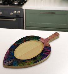 BK Gift Modern Art Tasarımlı Yaprak Şeklinde Doğal Ahşap Servis ve Sunum Tabağı Model 20
