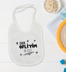 BK Kids Ofliyim Ne Oldi Tasarımlı Beyaz Bebek Mama Önlüğü-1