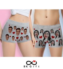 BK Gift Çiftlere Özel Karikatürlü 2’li Boxer Seti, Sevgililer Günü Hediyesi, Yıl Dönümü Hediyesi, Doğum Günü Hediyesi