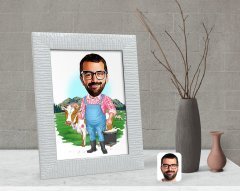 Kişiye Özel Çiftçi Karikatürlü Dekoratif Çerçeve-1