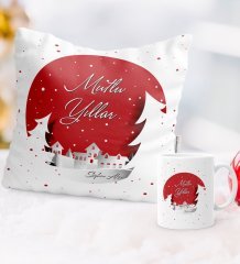 Kişiye Özel Yılbaşı Mutlu Yıllar Temalı Yastık Kupa Seti - 1