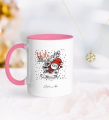 Kişiye Özel Noel Baba Pembe Kupa ve Kar Tanesi Kolye-5