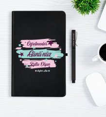 Kişiye Özel Öğretmenler Gününüz Kutlu Olsun Siyah Defter Kalem Hediye Seti - 4