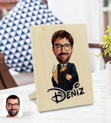 Kişiye Özel İsimli Erkek Hakim Karikatürlü Dekoratif Ahşap Çerçeve Model 1