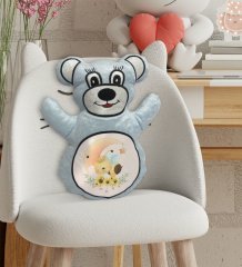 BK Gift Sevimli Arı Tasarımlı Mavi Ayıcık Yastık-3