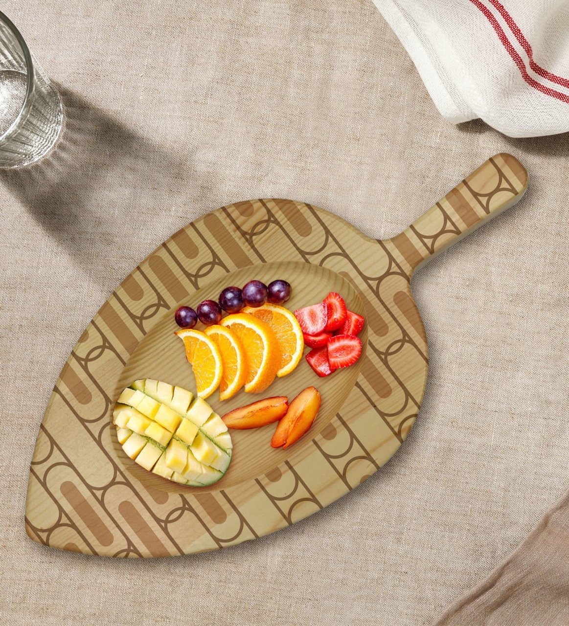 BK Gift Modern Art Tasarımlı Yaprak Şeklinde Doğal Ahşap Servis ve Sunum Tabağı Model 19