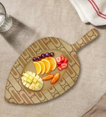 BK Gift Modern Art Tasarımlı Yaprak Şeklinde Doğal Ahşap Servis ve Sunum Tabağı Model 19
