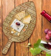 BK Gift Modern Art Tasarımlı Yaprak Şeklinde Doğal Ahşap Servis ve Sunum Tabağı Model 19
