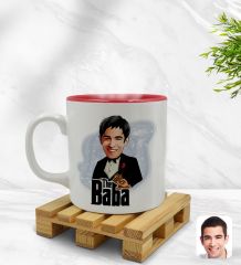 Kişiye Özel Baba Godfather Karikatürlü İçi Kırmızı Renkli Kupa Bardak Model 4