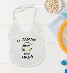BK Kids O Zaman Dans Tasarımlı Beyaz Bebek Mama Önlüğü-1