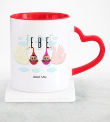 Kişiye Özel Mesleki Ebe Kırmızı Kalpli Kupa Bardak - 1