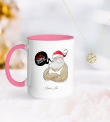 Kişiye Özel Noel Baba Pembe Kupa ve Kar Tanesi Kolye-4