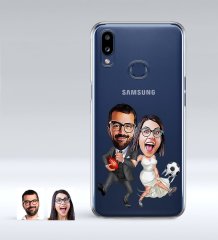 Kişiye Özel Sevgililer Karikatürlü Samsung Galaxy A10s İnce Şeffaf Silikon Telefon Kapağı-15
