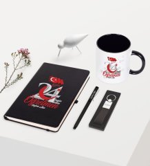 Kişiye Özel Bugün Günlerden Öğretmen Temalı Siyah Defter Kalem Anahtarlık Kupa Seti - 2