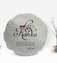 Kişiye Özel İsimli Mânâ Kız Kardeş Tasarımlı Yuvarlak Dekoratif Kırlent Yastık-1