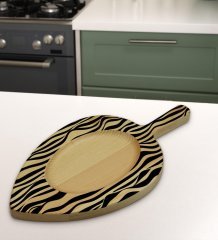 BK Gift Modern Art Tasarımlı Yaprak Şeklinde Doğal Ahşap Servis ve Sunum Tabağı Model 18