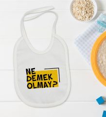 BK Kids Ne Demek Olmay Tasarımlı Beyaz Bebek Mama Önlüğü-1