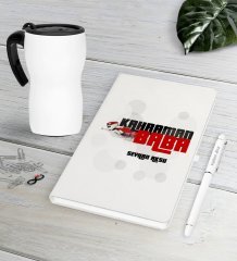 Kişiye Özel Kahraman Baba Beyaz Defter Kalem Termos Mug Seti-2
