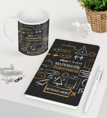 Kişiye Özel Matematik Öğretmeni Beyaz Defter Kalem Kupa Seti-10