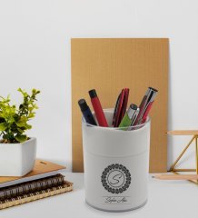 BK Gift Kişiye Özel İsimli Beyaz Akrilik Kalemlik - Model 2