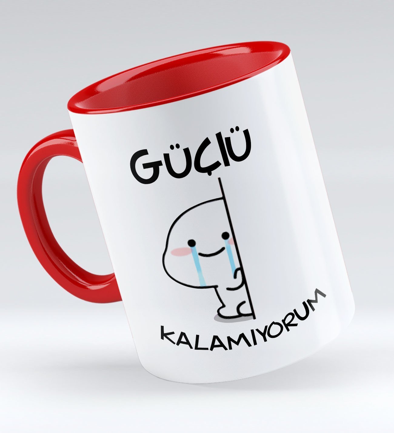 Bk Gift Güçlü Kalamıyorum Tasarımlı Kırmızı Kupa Bardak - Model 1