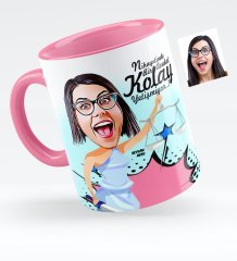 Kişiye Özel Bayan Avukat Karikatürlü Pembe Kupa Bardak - 1