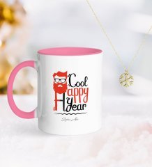 Kişiye Özel Noel Baba Pembe Kupa ve Kar Tanesi Kolye-3